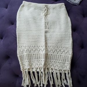 S MinkPink ivory crochet skirt
